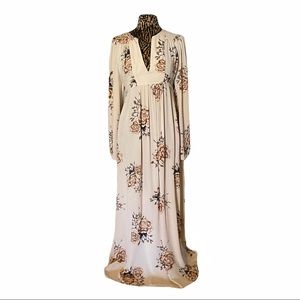 Free People Floral Maxi Dress Bell Long Sleeve M